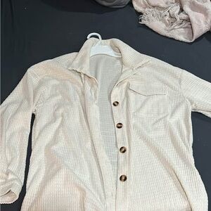 Cream Button-Up Corduroy Jacket